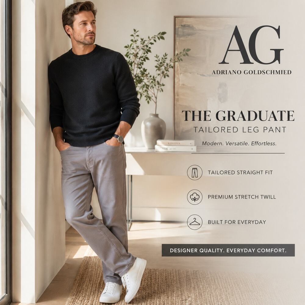 AG Adriano Goldschmied Graduate Tailored Leg‎ Jeans Men’s 36x32 Gray Twill Pants